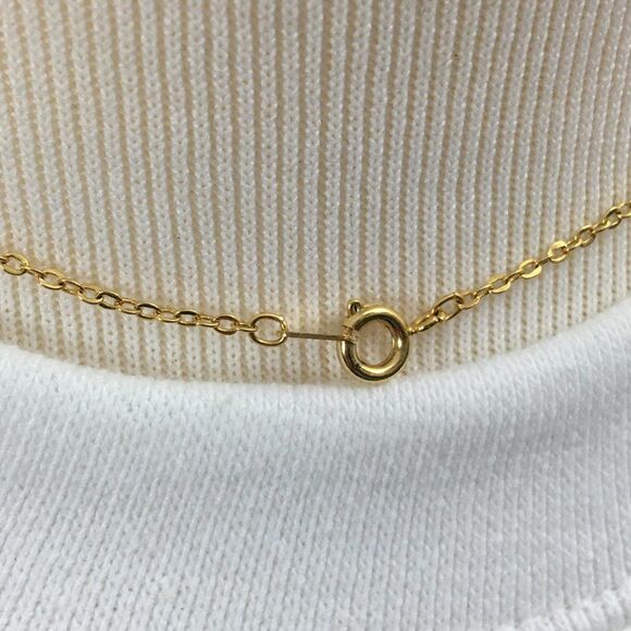 Gold Plated Faux Aquamarine Pendant 18in Trace Chain Necklace March Birthstone - Picture 10 of 13